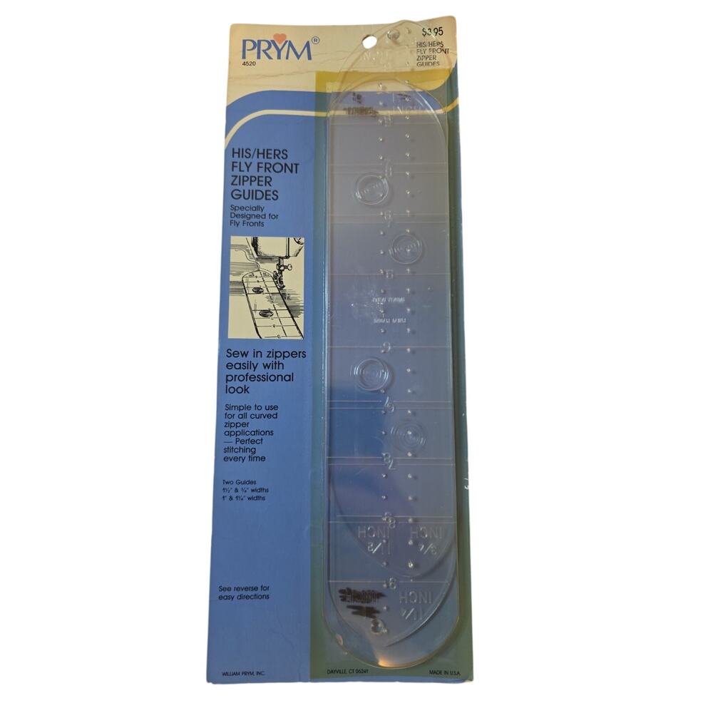 Prym Stitch Along Fly Front Zipper Guides Templates His & Hers New Old Stock
